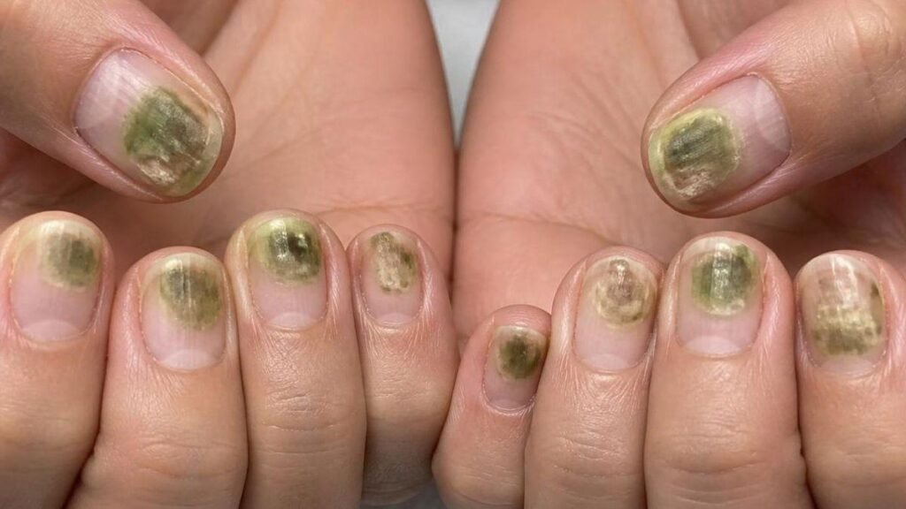 Uñas acrílicas verdes: causas y soluciones efectivas